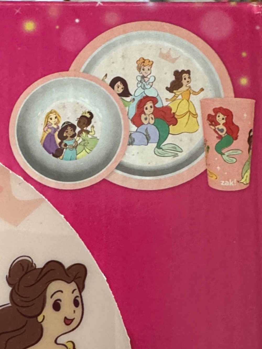 Disney Princess Kids 3-Piece Mealtime Set - Pink & Yellow